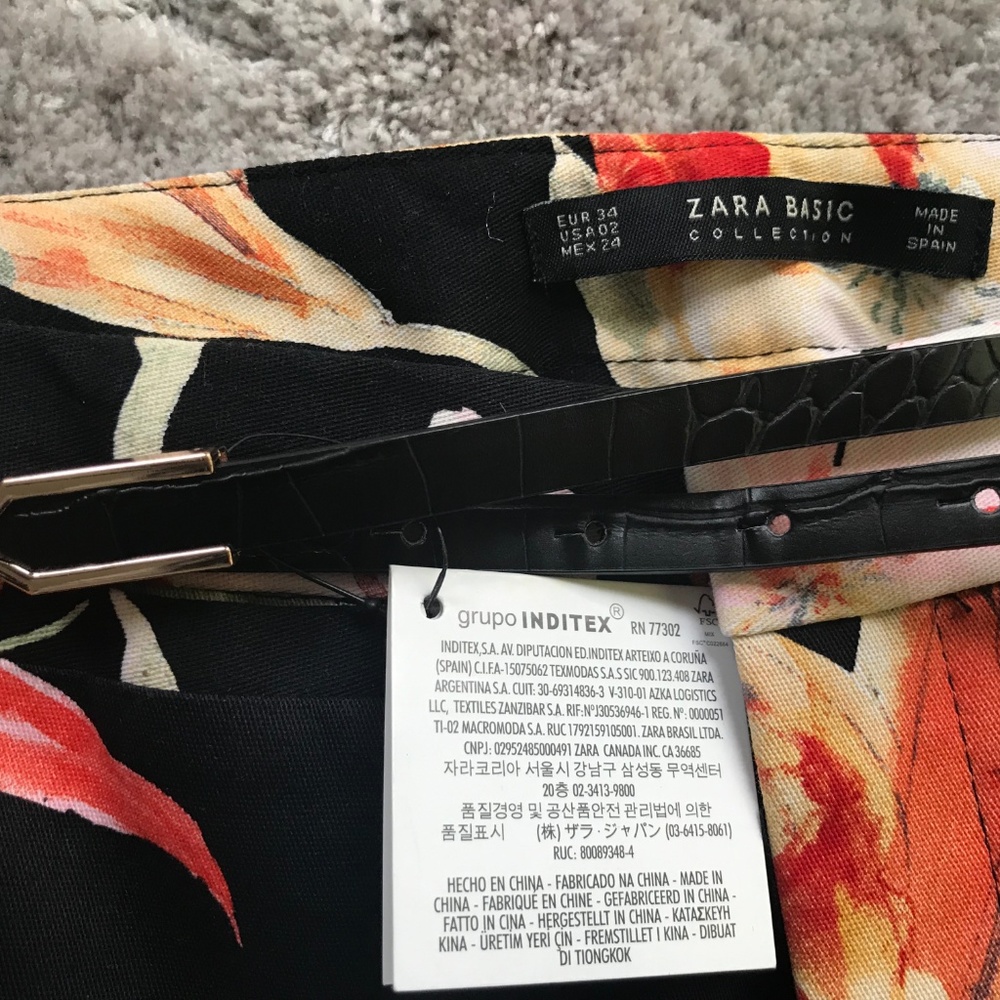 ZARA FLORAL CROPPED TROUSERS NWT - Picture 4 of 6